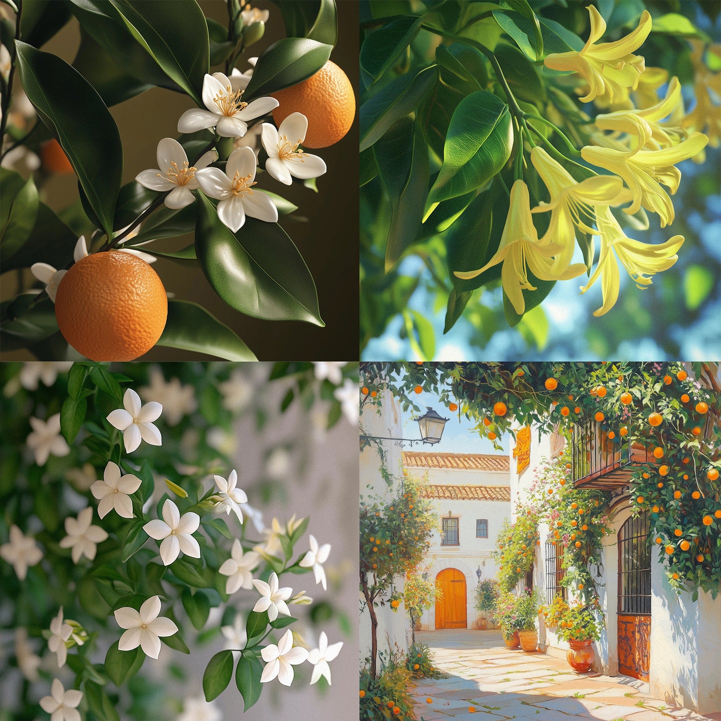 fotografia che mostra l'ispirazione della candela siviglia hyggekrog ai fiori d'arancio e ylang ylang